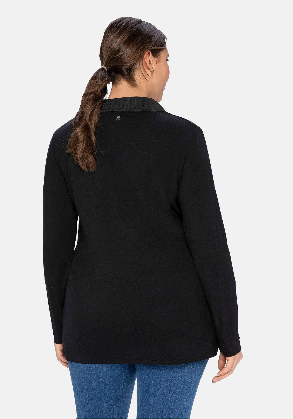 sheego Poloshirt mit offenem Polokragen Verkauf