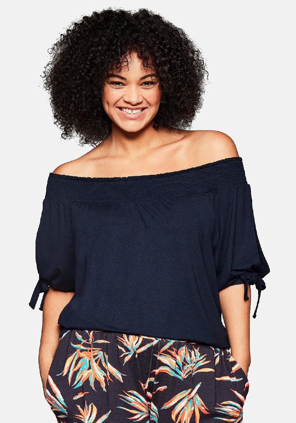 sheego Carmenshirt mit Smokeinsatz Angebote