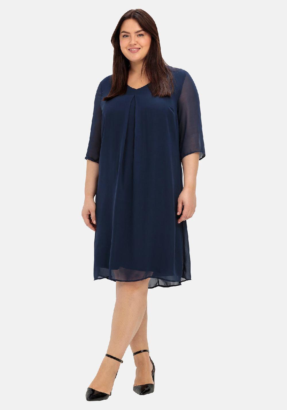 sheego Kleid im Layerlook aus Chiffon und Viskose Schlussverkauf