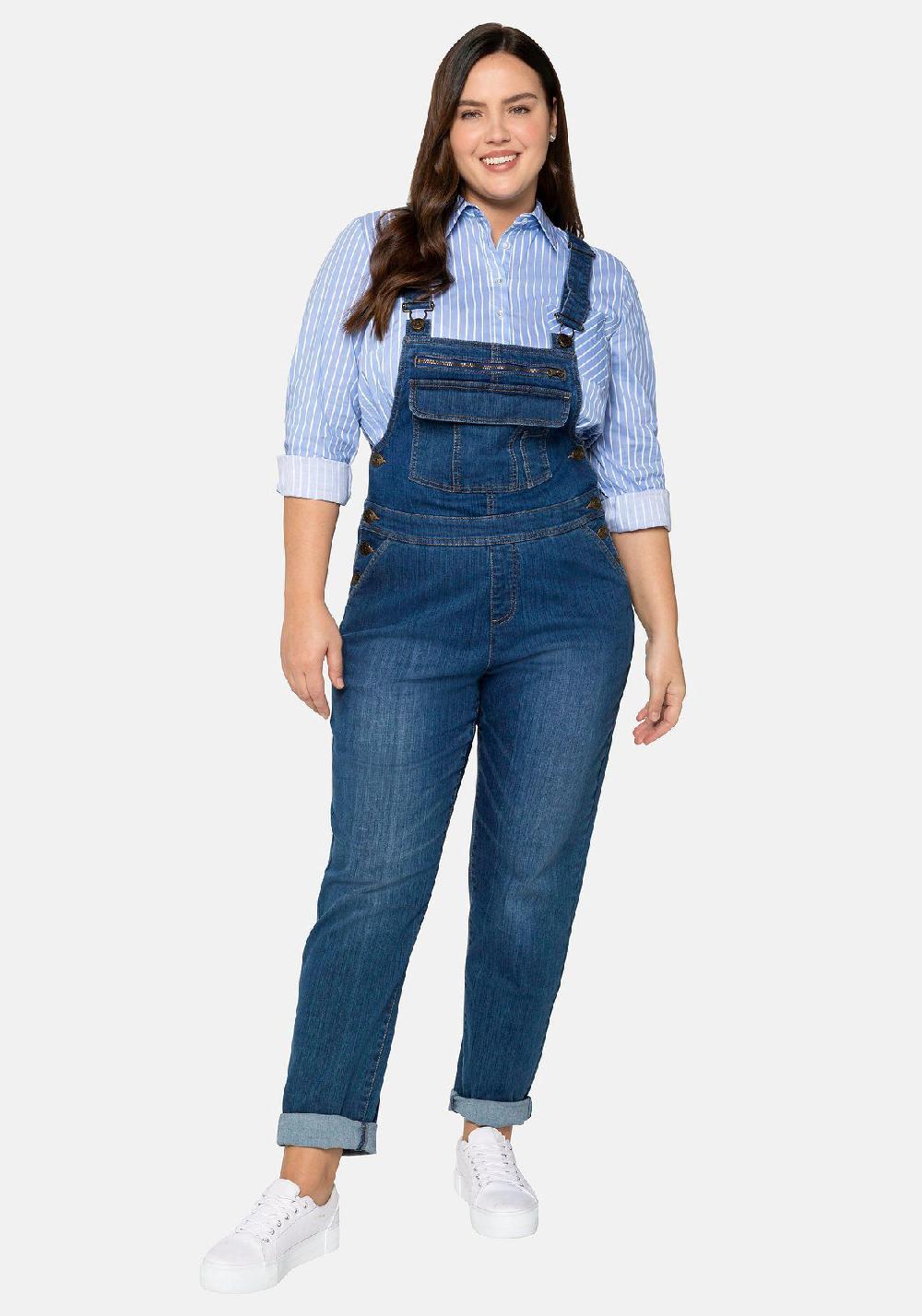 sheego Jeans-Latzhose in Latzform aus elastischem Baumwollmix Großer Ausverkauf