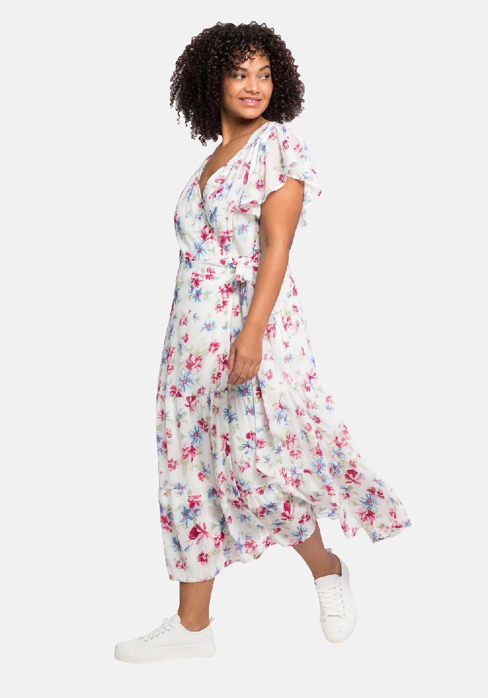 sheego by JoeBrowns Chiffonkleid mit Blumendruck und Bindegürtel Flash Sale