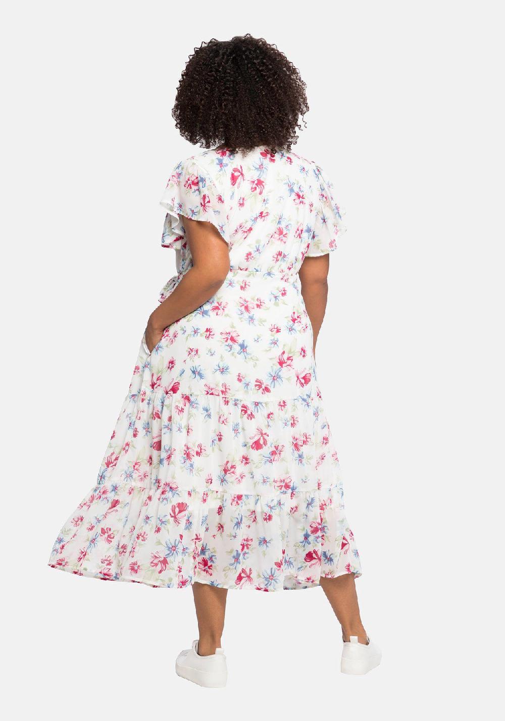 sheego by JoeBrowns Chiffonkleid mit Blumendruck und Bindegürtel Flash Sale