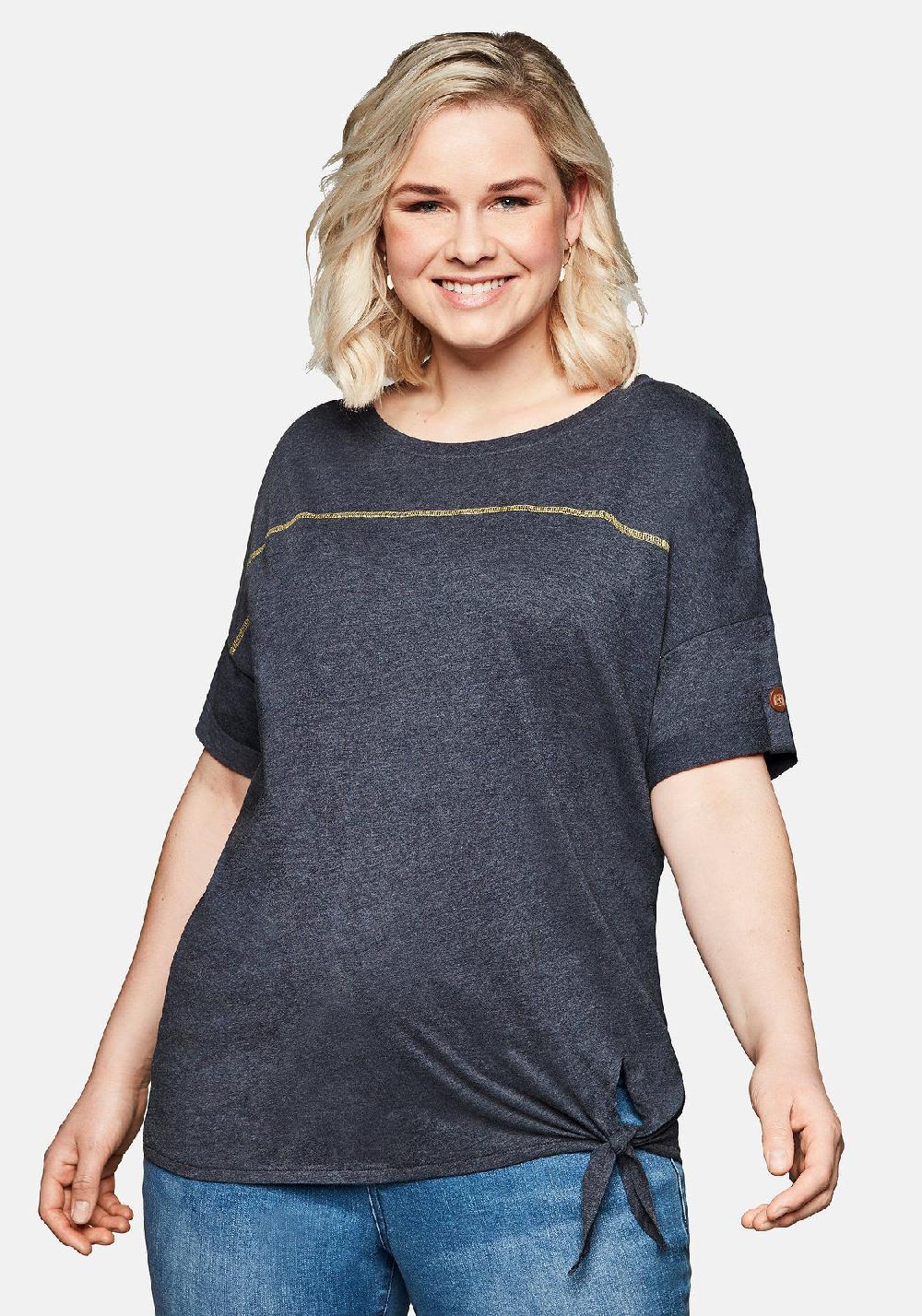 sheego Shirt mit Ziernaht und Knotendetail am Saum Top Angebot