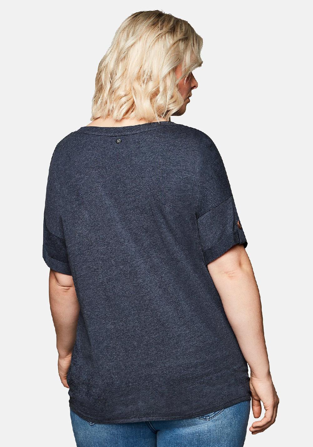sheego Shirt mit Ziernaht und Knotendetail am Saum Top Angebot