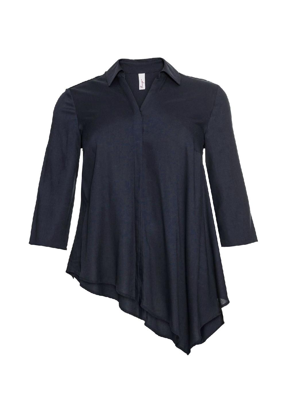 sheego Bluse mit asymmetrischem Saum in Zipfelform