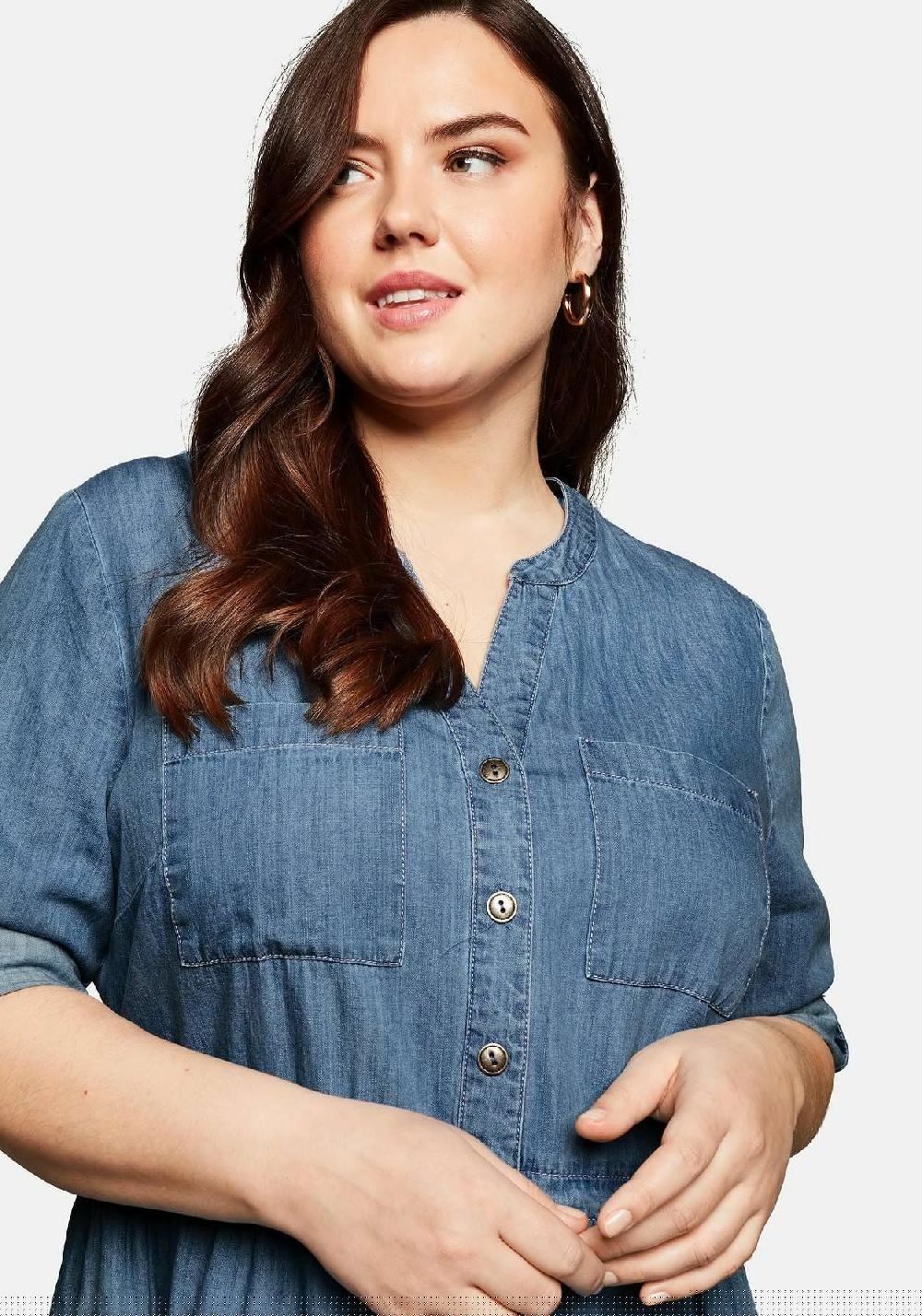 sheego Jeanskleid mit Knopfleiste und hoher Taille Blitzangebot