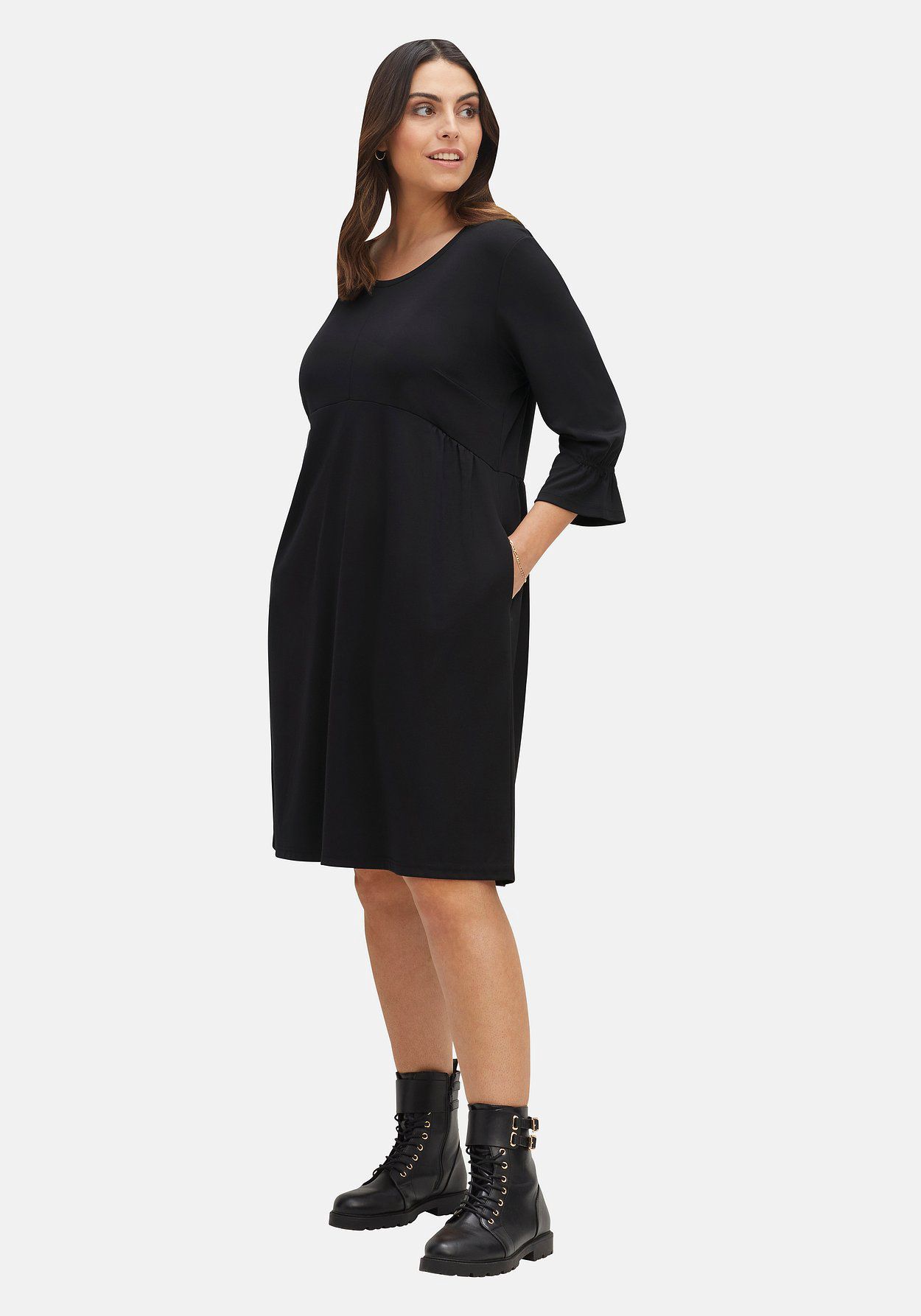 sheego Shirtkleid mit gerafften 3/4-Ärmeln Neuheiten