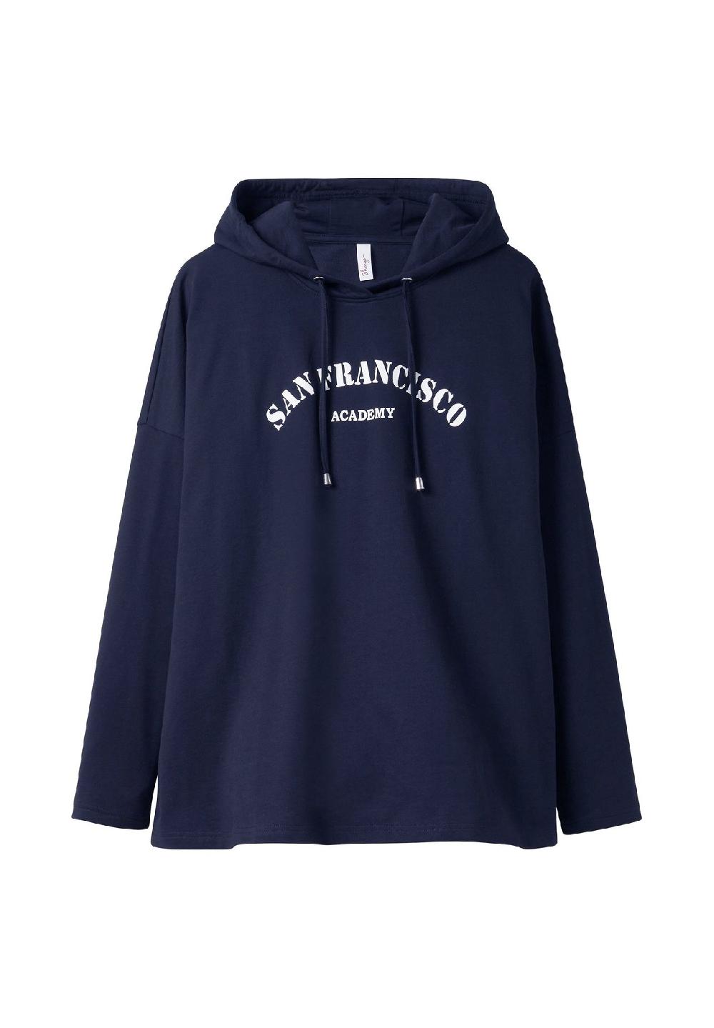 sheego Kapuzensweatshirt mit Frontdruck in A-Linie Räumungsverkauf