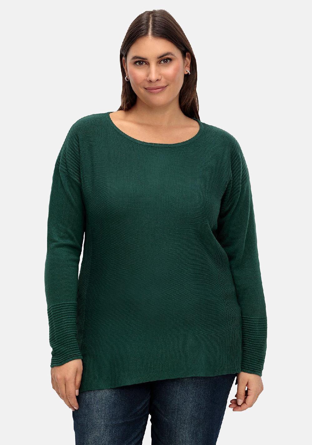 sheego Pullover mit Rundhalsausschnitt und Ripp-Details Begrenzte Freigabe