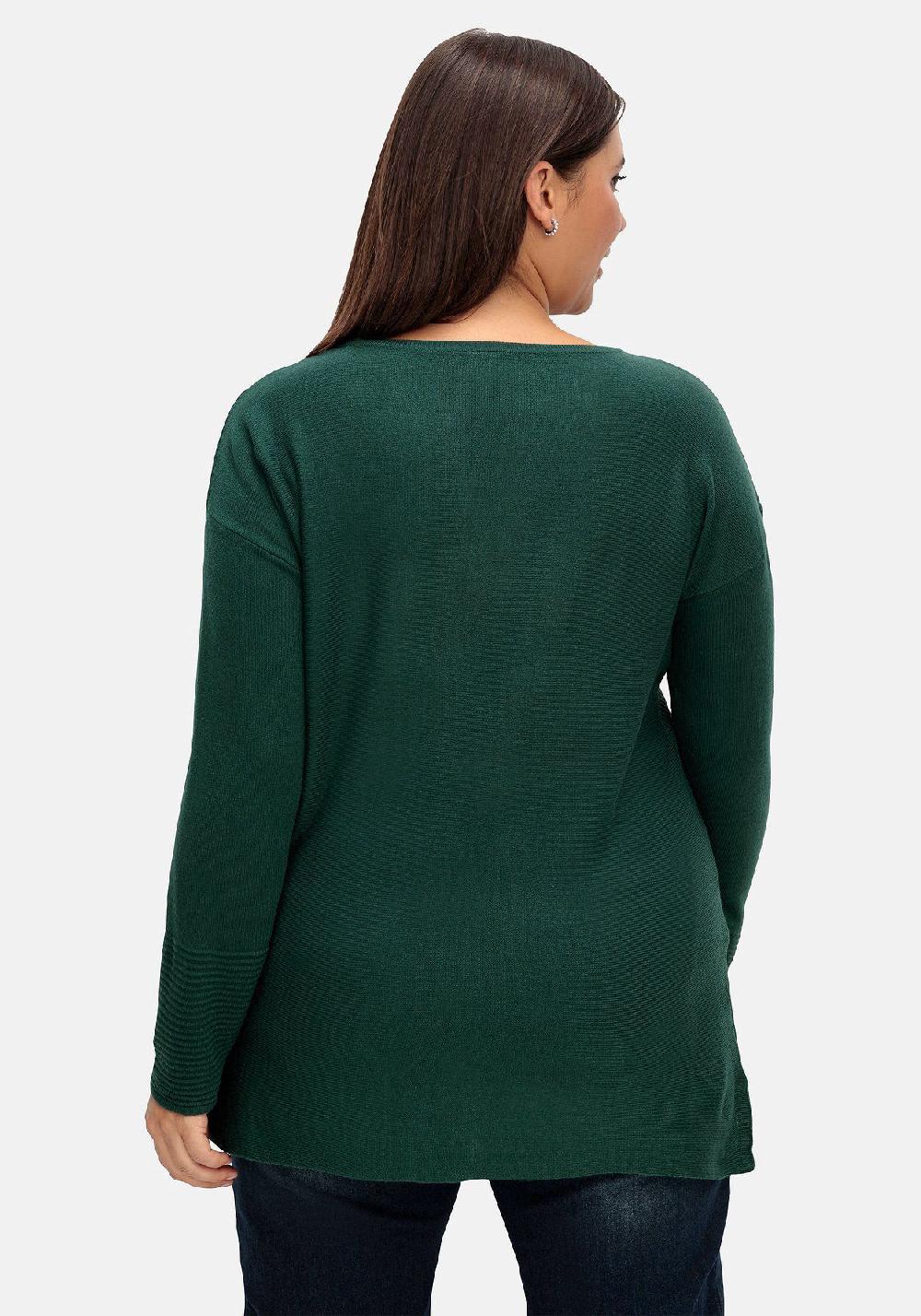 sheego Pullover mit Rundhalsausschnitt und Ripp-Details Begrenzte Freigabe