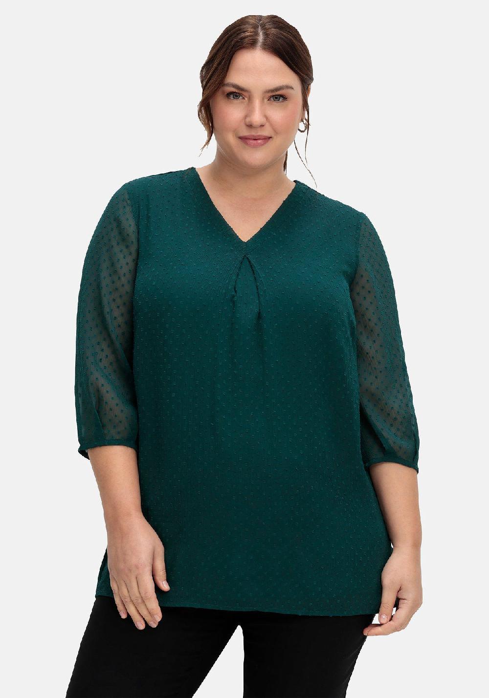 sheego Tunika mit Chiffon-Ärmeln und eingewebtem Muster Letzte 3 Tage