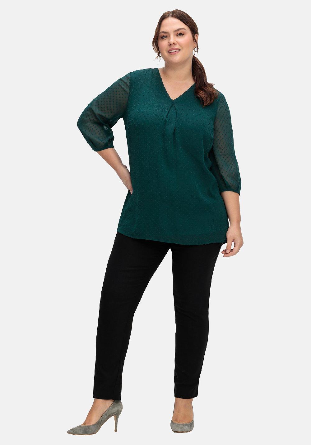 sheego Tunika mit Chiffon-Ärmeln und eingewebtem Muster Letzte 3 Tage