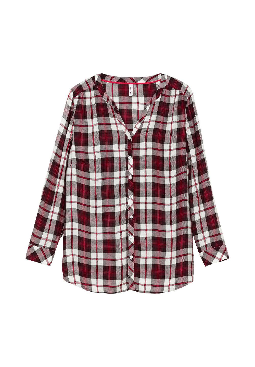 sheego Karierte Bluse mit Rundhalsausschnitt Letzter Tag