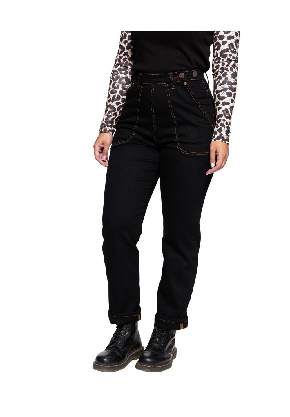 QUEEN KEROSIN High-Waist-Jeans im Selvedge-Stil Günstiger Verkauf