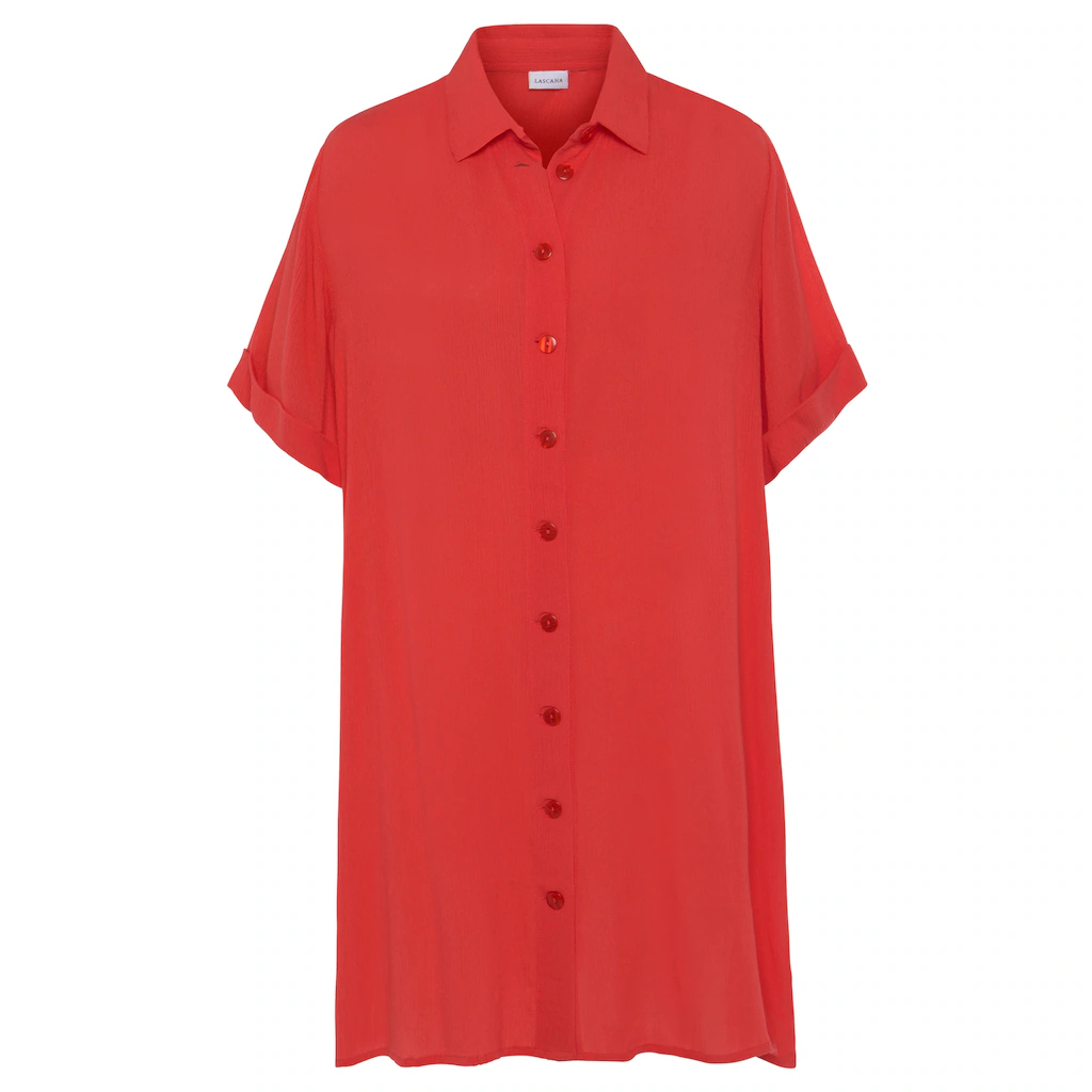 LASCANA Longbluse mit Knopfleiste Kurzarmbluse Blusenkleid sommerlich zollfrei