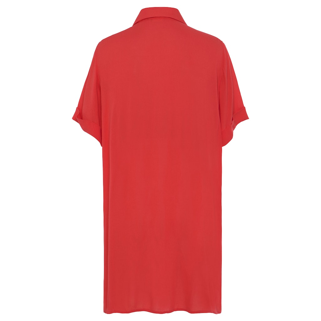 LASCANA Longbluse mit Knopfleiste Kurzarmbluse Blusenkleid sommerlich zollfrei