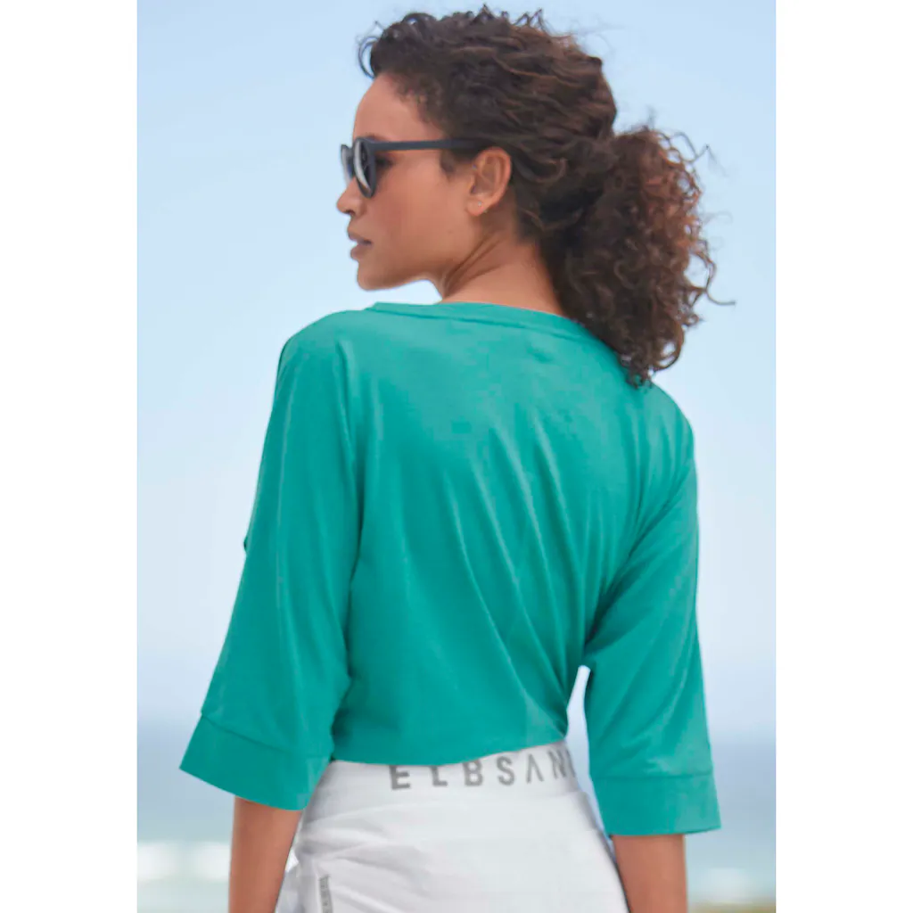 Elbsand 3/4-Arm-Shirt mit Logodruck Baumwoll-Mix lockere Passform Verkauf