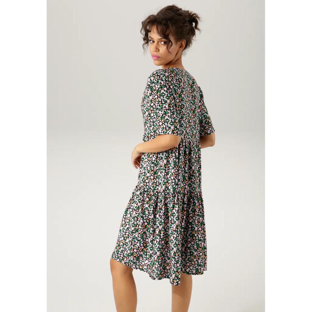 Aniston CASUAL Sommerkleid mit buntem Minimal-Blumendruck Schlussverkauf
