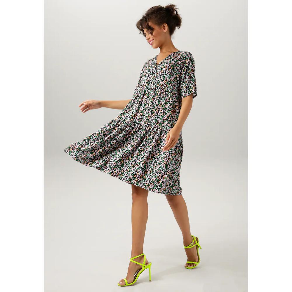 Aniston CASUAL Sommerkleid mit buntem Minimal-Blumendruck Schlussverkauf