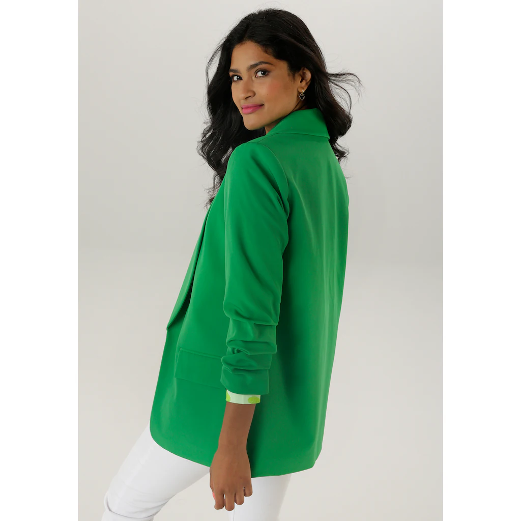 Aniston SELECTED Longblazer mit modischem Reverskragen und gerafften Ärmeln - NEUE KOLLEKTION Fabrikpreis