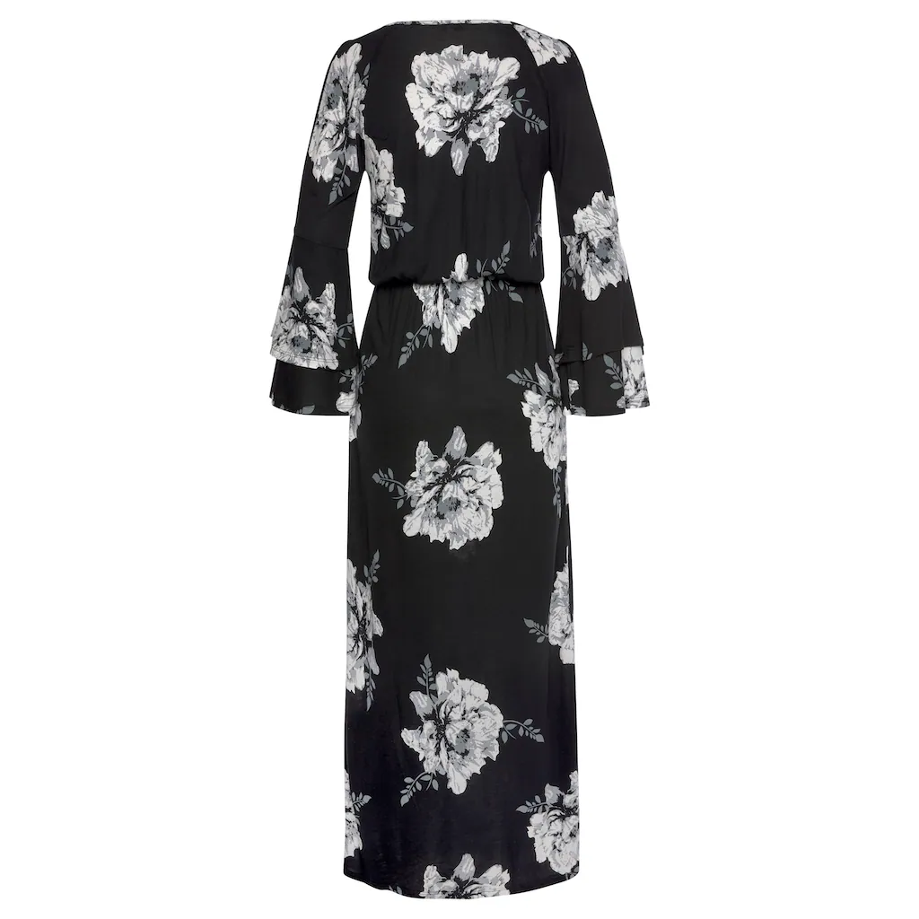 LASCANA Maxikleid mit Blumenprint und Schulter-Cut-Outs Sommerkleid mit Schlitz Online Shopping
