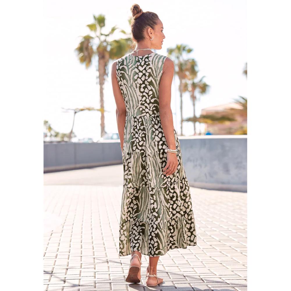 LASCANA Maxikleid mit Animalprint und Knopfleiste Sommerkleid Strandkleid Räumungsverkauf