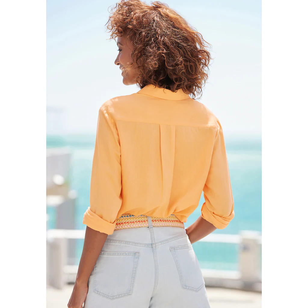 LASCANA Hemdbluse aus Leinenmix Damenbluse mit Hemdkragen und Knopfleiste Letzter Tag