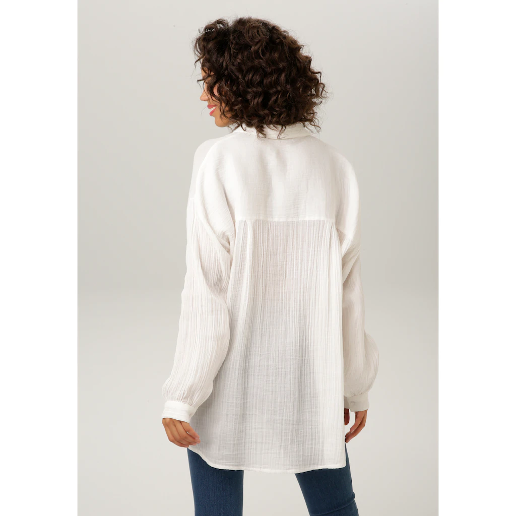 Aniston CASUAL Hemdbluse in trendiger Musselin-Qualität Bis zu 55% Rabatt