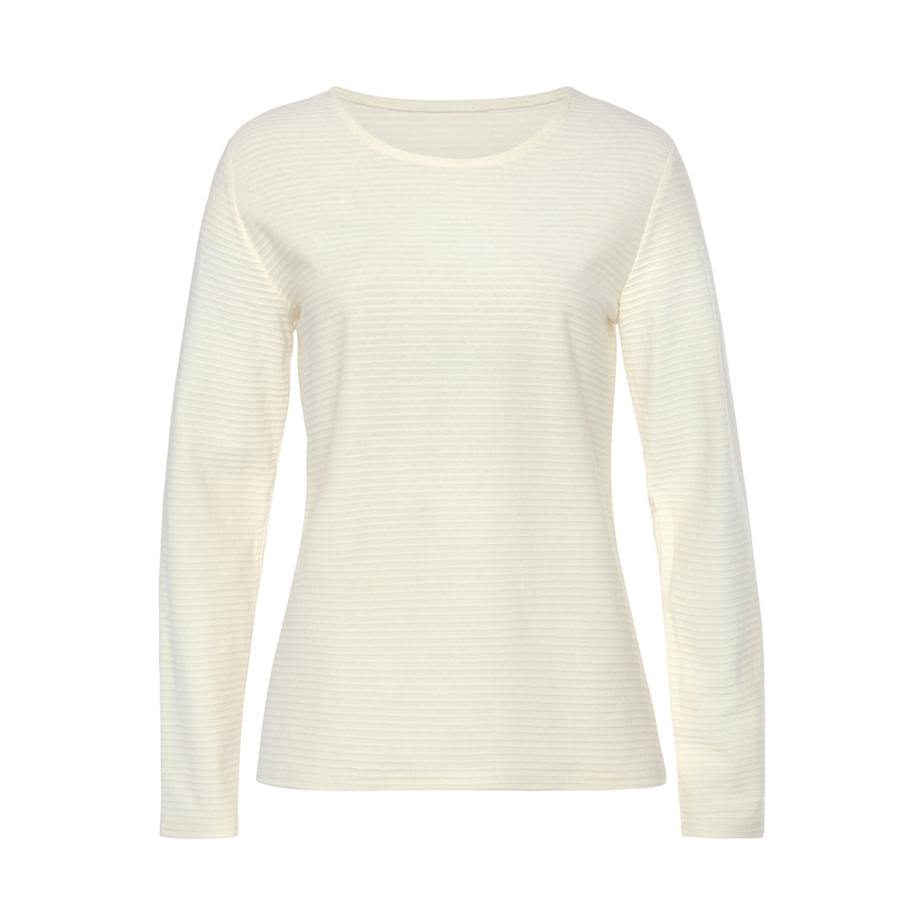 LASCANA Langarmshirt »mit Streifenstruktur« aus weicher Baumwoll-Qualität 50% Rabatt mit kostenlosem Versand