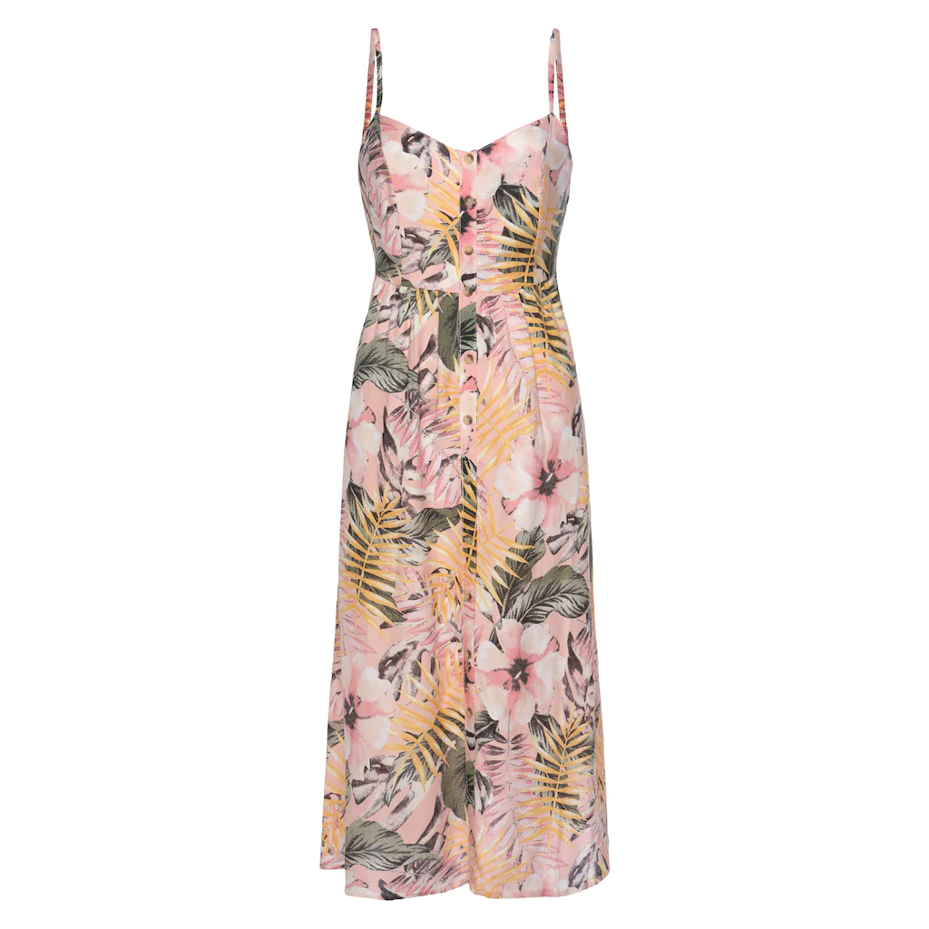 LASCANA Sommerkleid aus Leinenmix Midikleid mit Knopfleiste vorne Strandkleid zollfrei