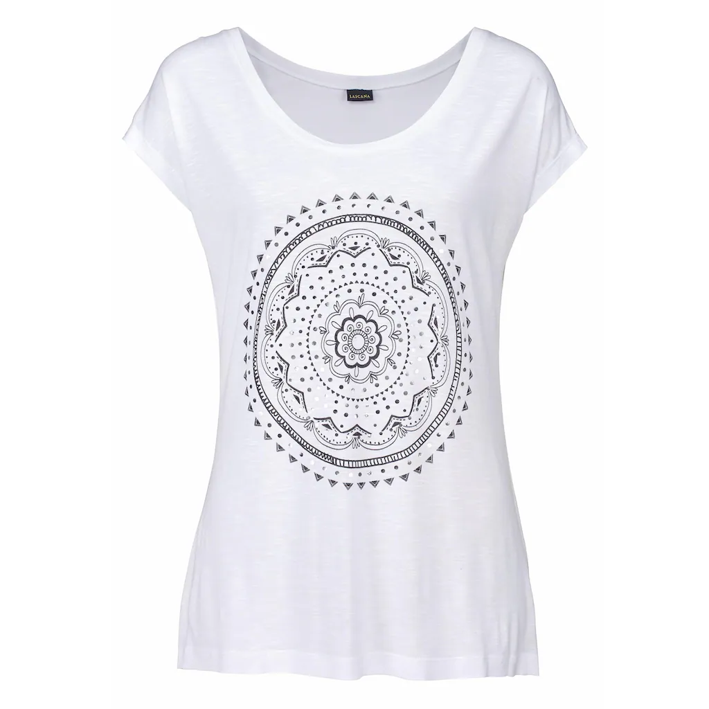 LASCANA Strandshirt mit Print und glänzendem Effekt Ethno-Look casual 2025
