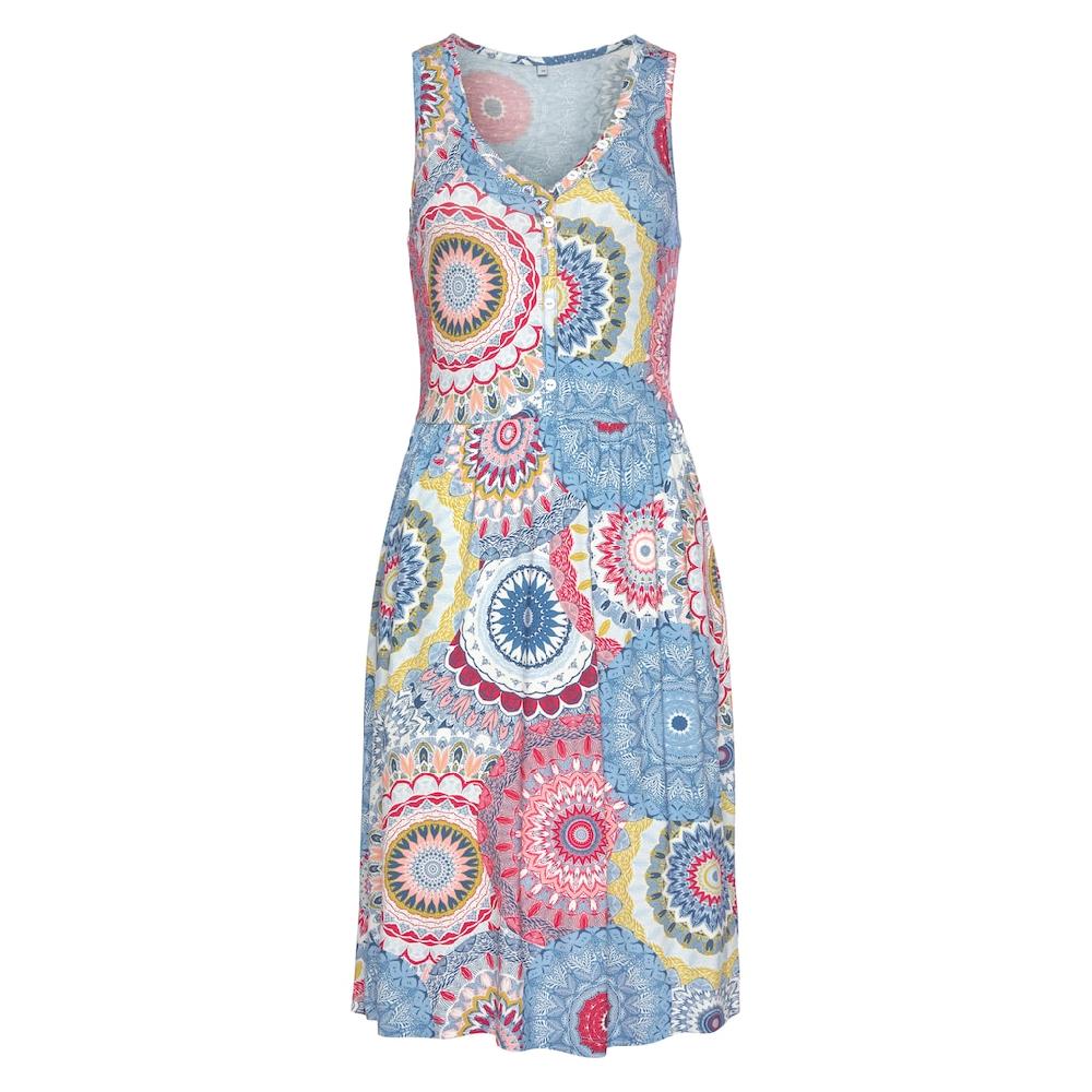 Vivance Jerseykleid mit Alloverdruck und V-Ausschnitt farbenfrohes Sommerkleid Top Angebot