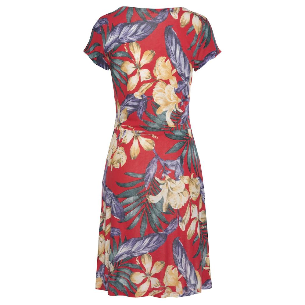 LASCANA Sommerkleid mit V-Ausschnitt im Alloverdruck T-Shirtkleid aus Jersey Strandkleid Saisonale Angebote