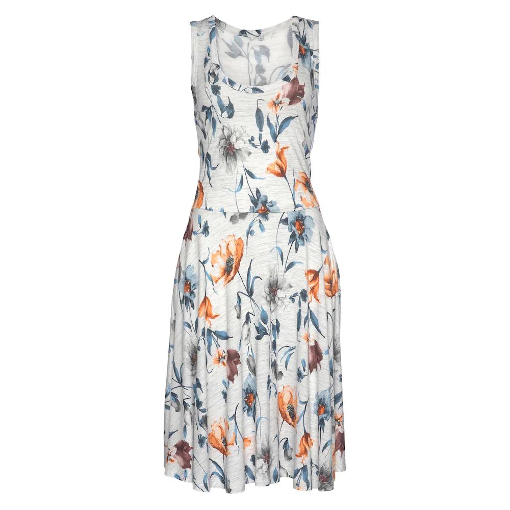 Vivance Jerseykleid mit Blumendruck und schwingendem Rock Sommerkleid Strandkleid Sonderangebote