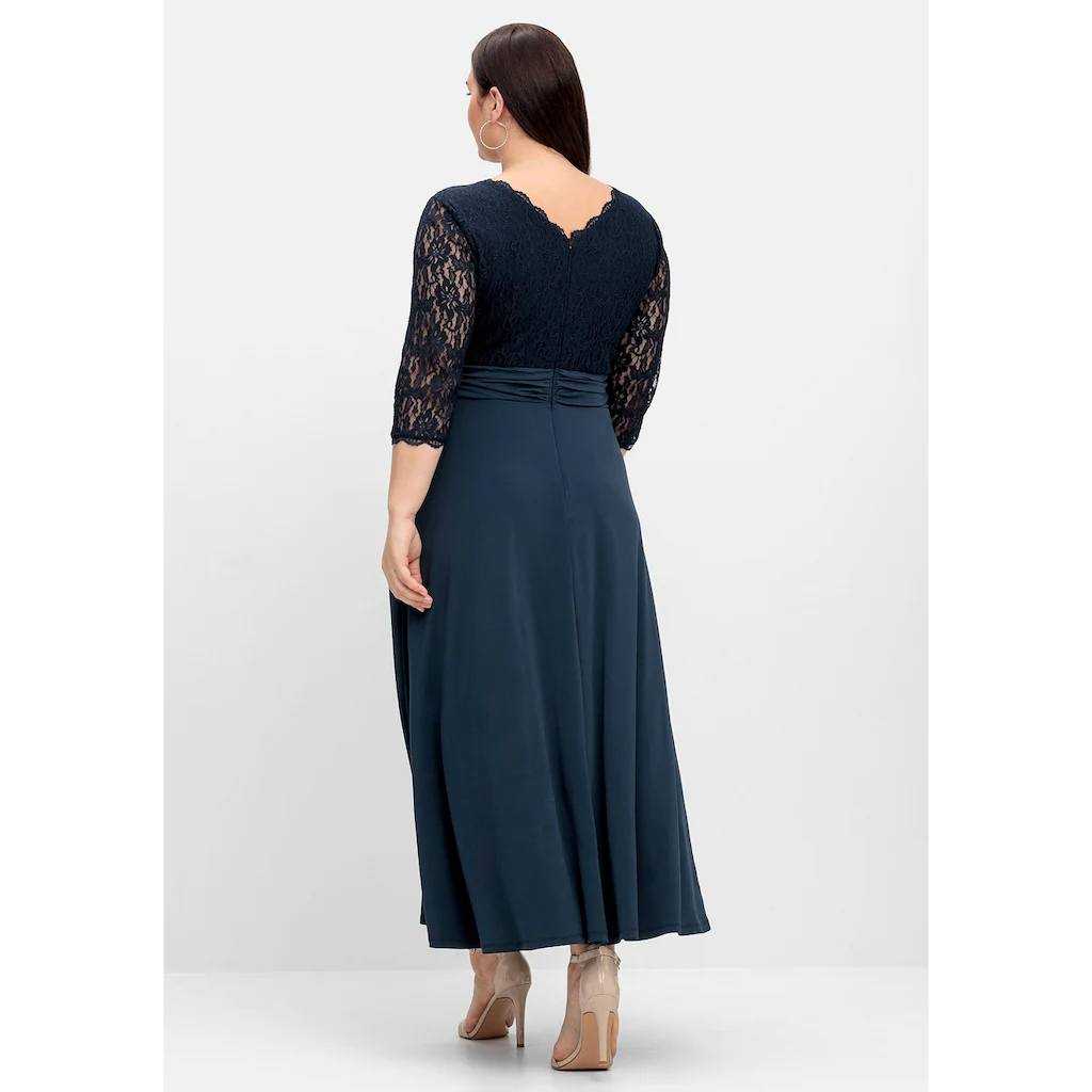 Sheego Abendkleid »Große Größen« mit Oberteil aus floraler Spitze Im Verkauf