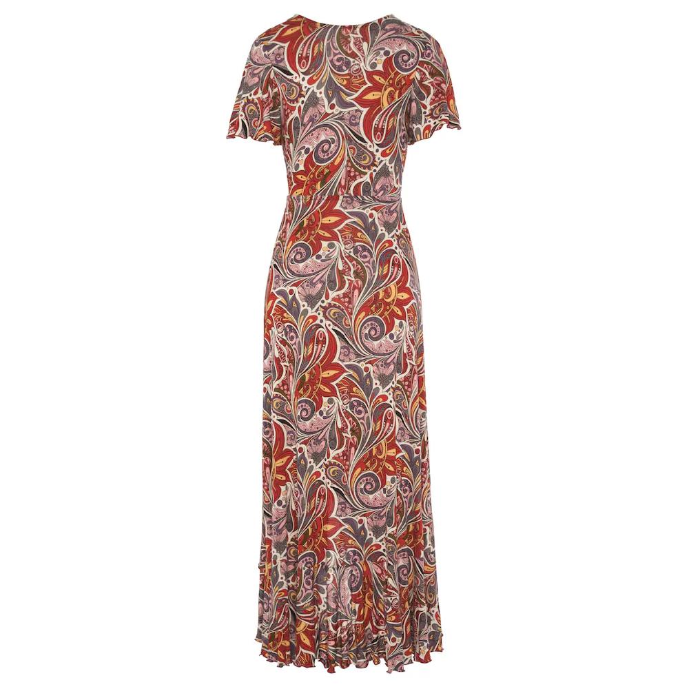 LASCANA Maxikleid mit Paisleydruck Schlitz und Volant Flügelärmel Druckkleid Hotsell