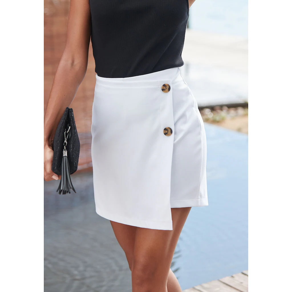 Buffalo Hosenrock in Wickeloptik mit Zierknöpfen Skort casual-chic elegant Begrenztes Angebot