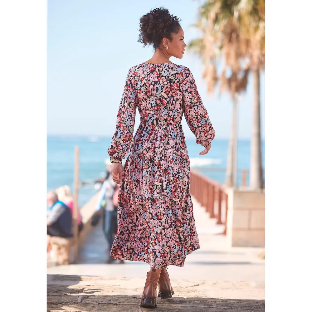 LASCANA Maxikleid mit Blümchenprint und V-Ausschnitt Sommerkleid Top Angebot