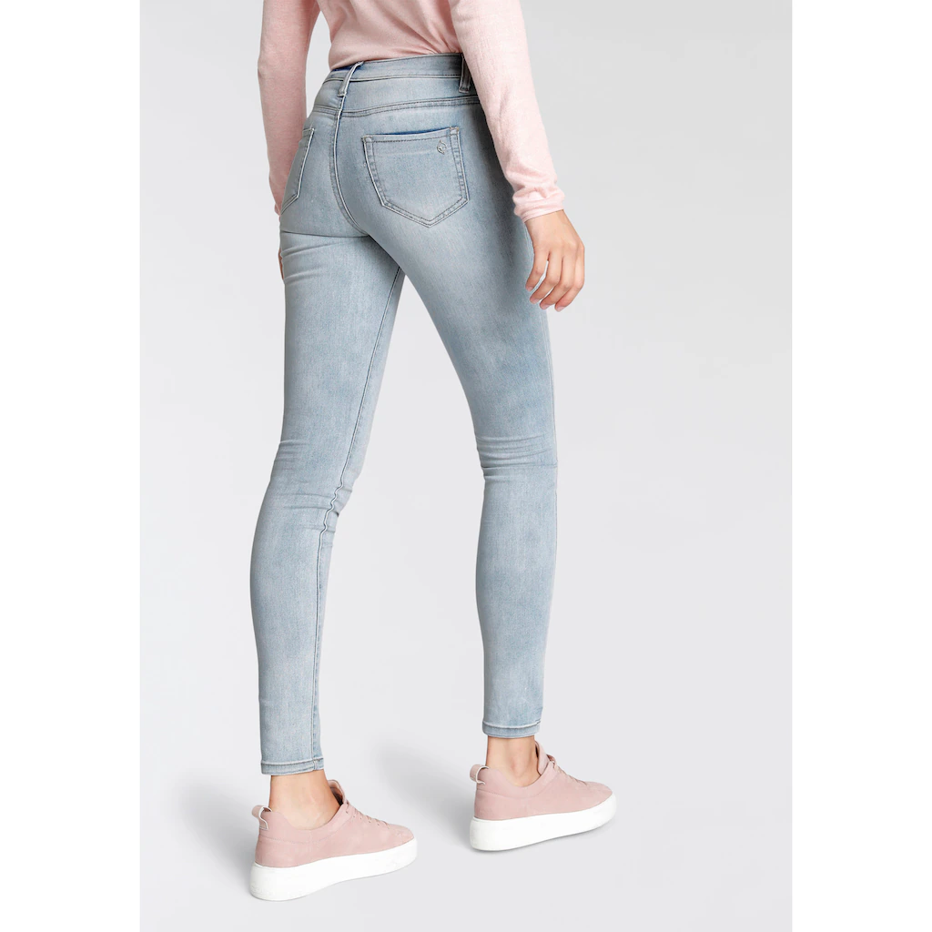 Tamaris Skinny-fit-Jeans schmale Beinform normale Leibhöhe 5-Pocket-Form Used-Waschung Letzte 2 Tage