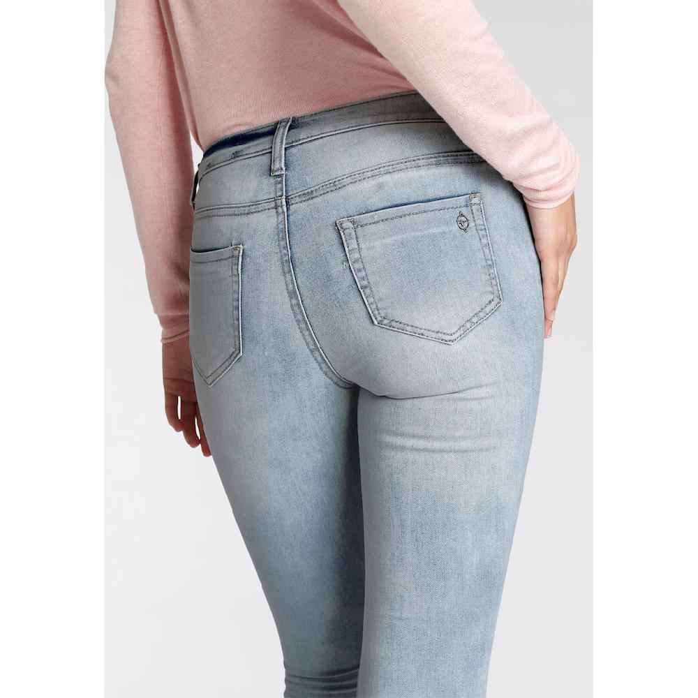 Tamaris Skinny-fit-Jeans schmale Beinform normale Leibhöhe 5-Pocket-Form Used-Waschung Letzte 2 Tage