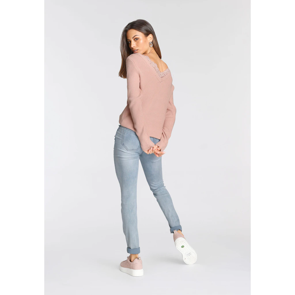 Tamaris Skinny-fit-Jeans schmale Beinform normale Leibhöhe 5-Pocket-Form Used-Waschung Letzte 2 Tage