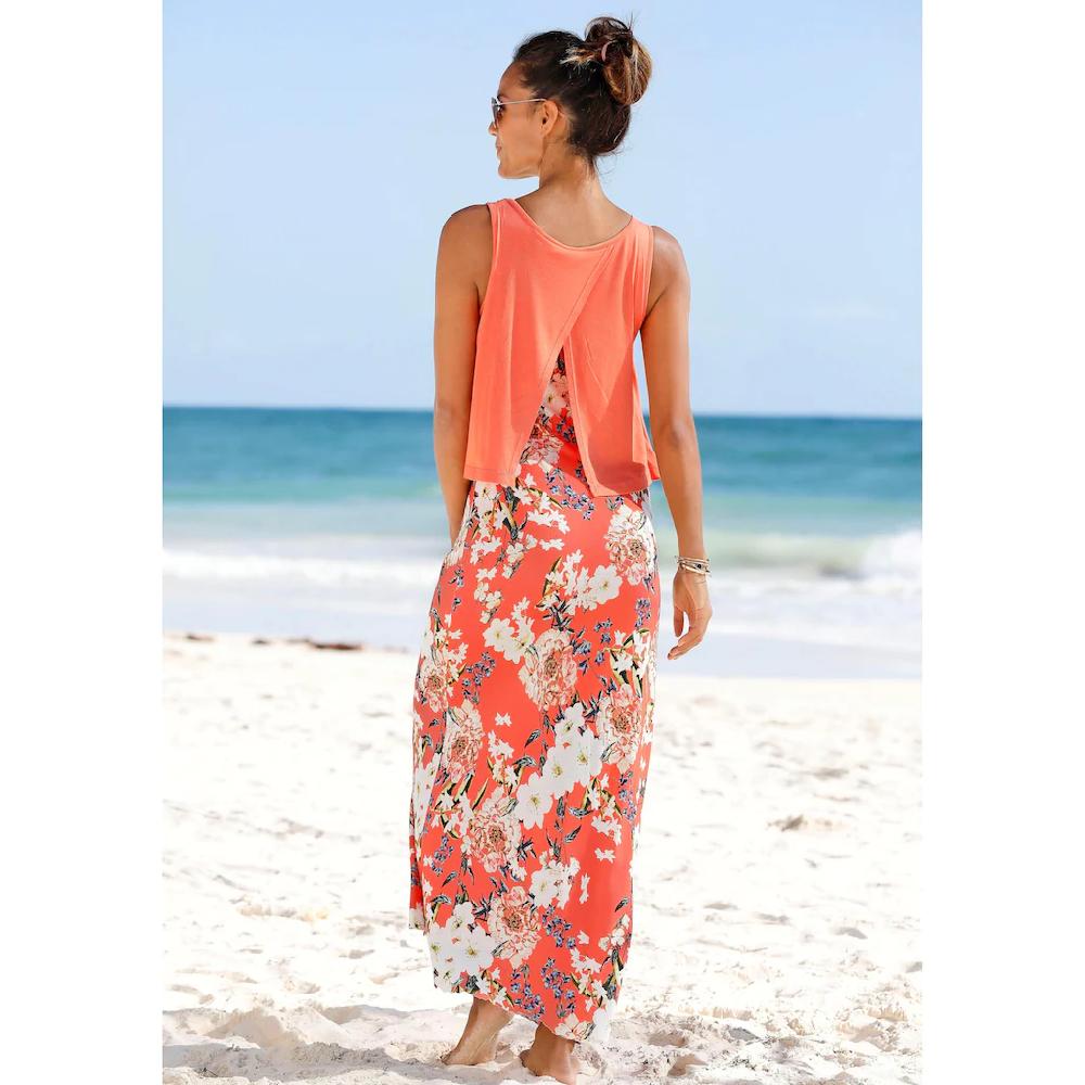 s.Oliver Maxikleid im Lagen-Look mit Blumenprint Sommerkleid Strandkleid Bis zu 65% Rabatt