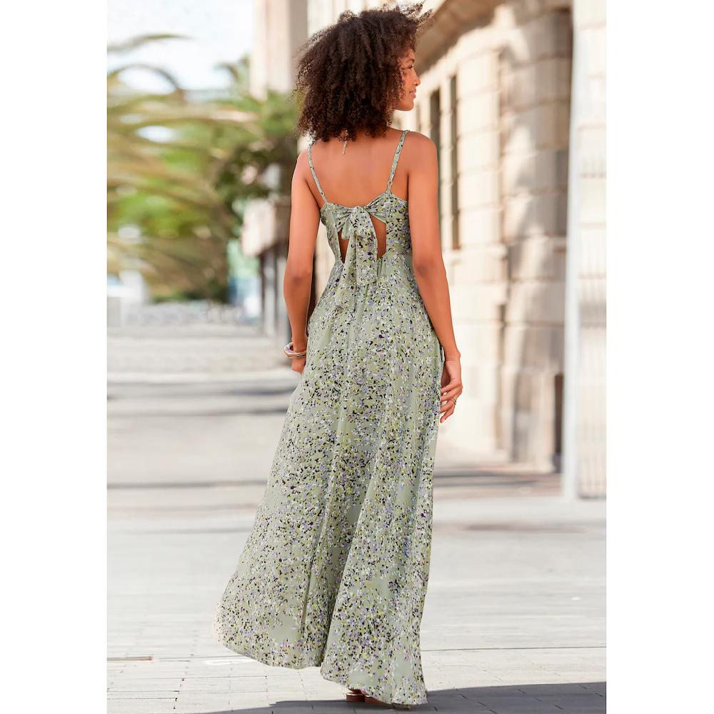 LASCANA Maxikleid aus gewebter Viskose Cut-Out am Rücken Chiffon-Qualität Sommerkleid Vierteljährliche Förderung