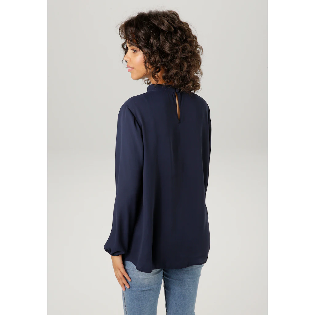Aniston CASUAL Langarmbluse mit kleinem Volant im Vorderteil 50% Rabatt mit kostenlosem Versand