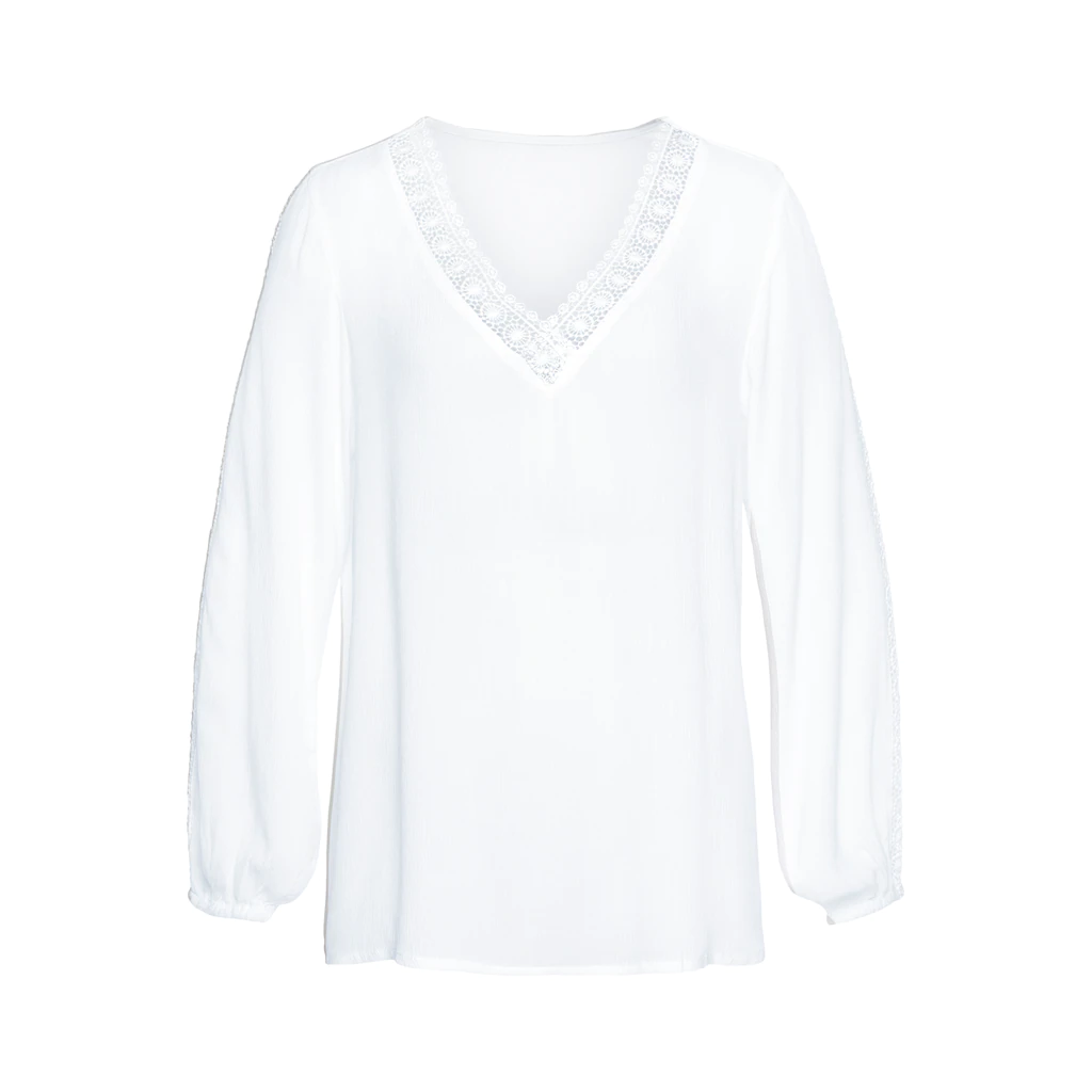 Vivance Crinklebluse mit Spitzeneinsätzen sommerliche Damenbluse Langarmbluse Online