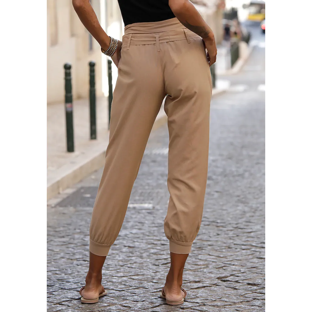 Buffalo Strandhose aus Leinen-Mix Leinenhose Sommerhose Strandmode Auslauf