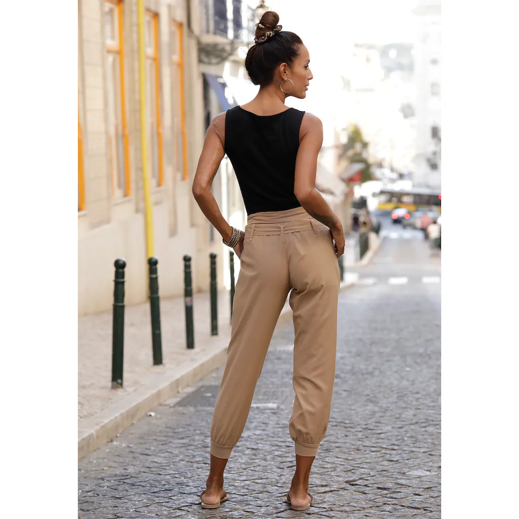 Buffalo Strandhose aus Leinen-Mix Leinenhose Sommerhose Strandmode Auslauf