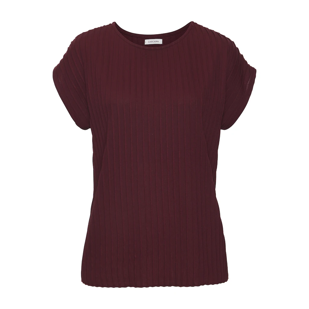 LASCANA Kurzarmshirt mit Biesenstruktur bügelfreies T-Shirt aus moderner Strukturware Flash Sale