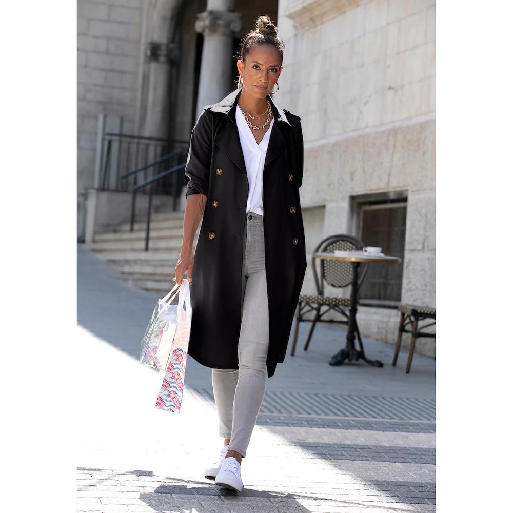 LASCANA Trenchcoat (mit Bindegürtel) zum Regulieren leichter Damenmantel ohne Futter casual-chic Valentinstagsangebot
