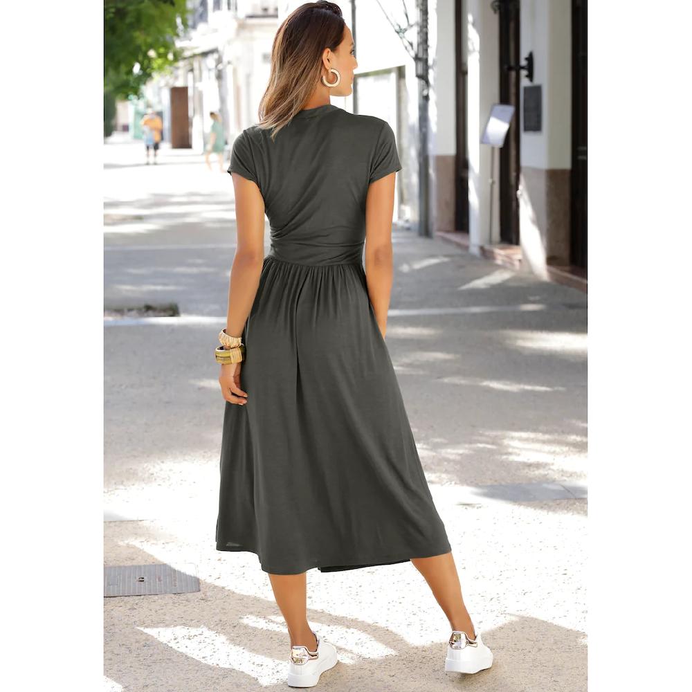 LASCANA Midikleid mit Reißverschluss am Ausschnitt figurbetont sportlich-elegant Neuheiten